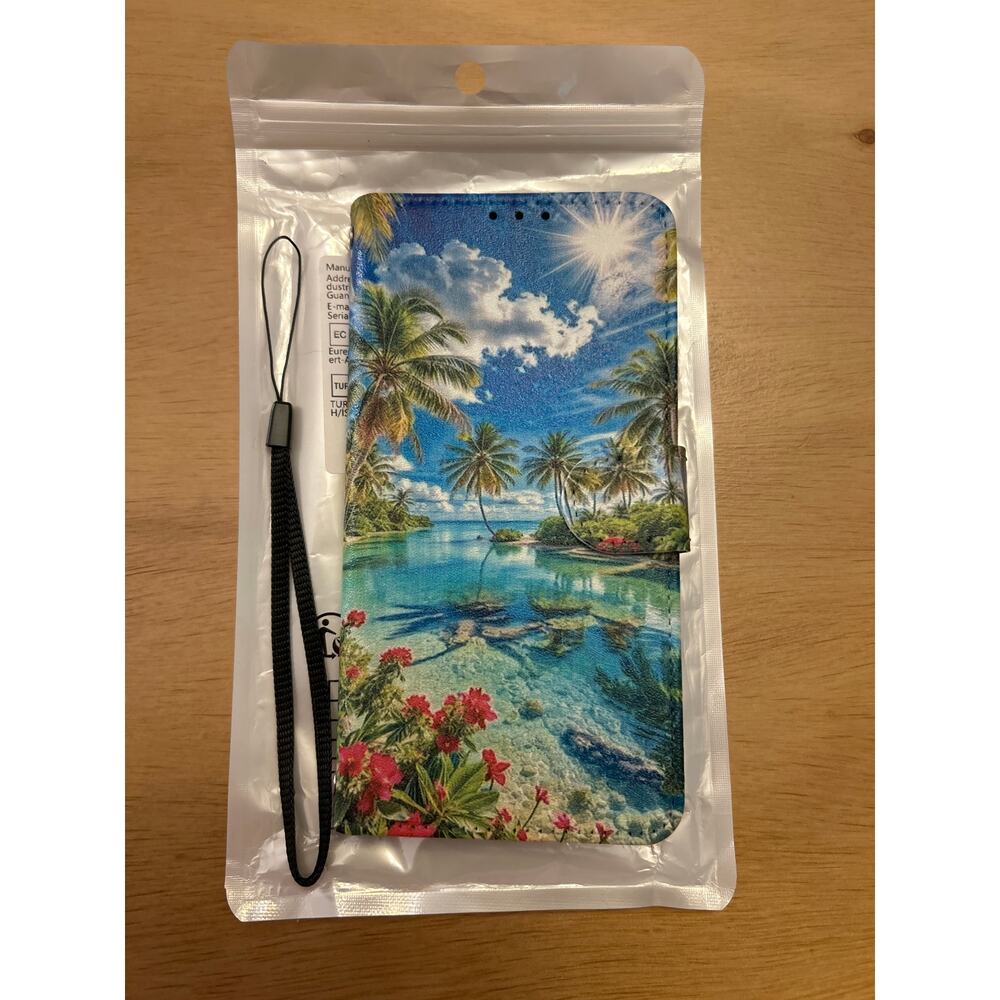 New Huawei P40 Lite 5G Tropical🏝️Print Cell Phone📱Case Wallet with Wrist Strap